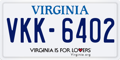 VA license plate VKK6402