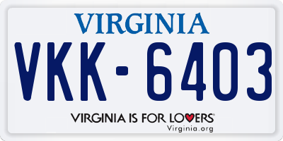VA license plate VKK6403