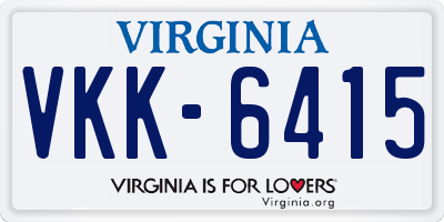 VA license plate VKK6415