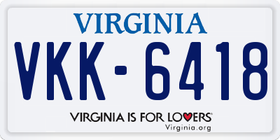 VA license plate VKK6418