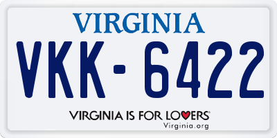 VA license plate VKK6422