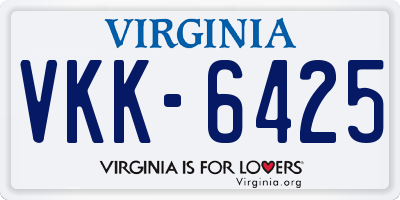 VA license plate VKK6425