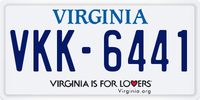 VA license plate VKK6441