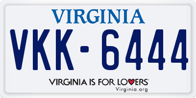 VA license plate VKK6444