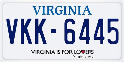 VA license plate VKK6445