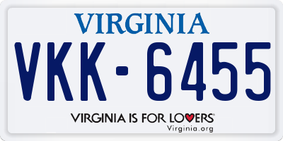 VA license plate VKK6455