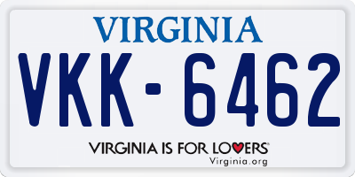 VA license plate VKK6462