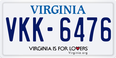 VA license plate VKK6476