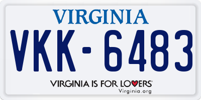 VA license plate VKK6483