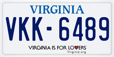 VA license plate VKK6489