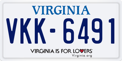 VA license plate VKK6491