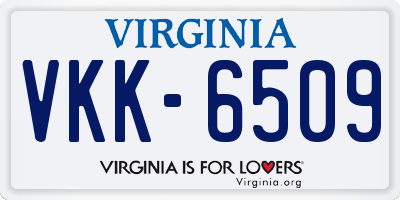 VA license plate VKK6509