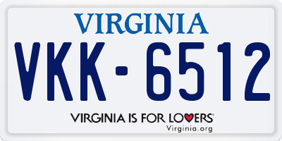 VA license plate VKK6512
