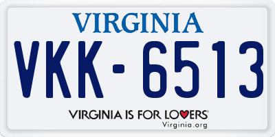 VA license plate VKK6513