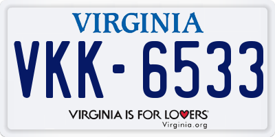 VA license plate VKK6533