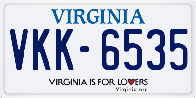 VA license plate VKK6535