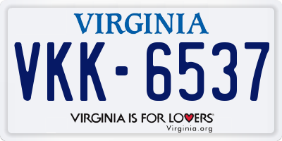 VA license plate VKK6537