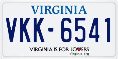 VA license plate VKK6541
