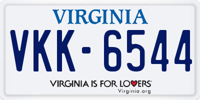 VA license plate VKK6544