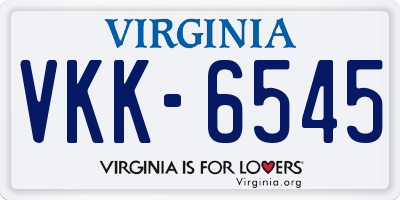 VA license plate VKK6545