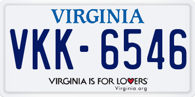 VA license plate VKK6546