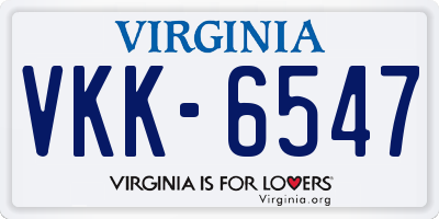 VA license plate VKK6547