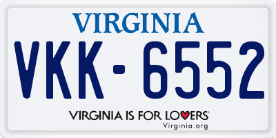 VA license plate VKK6552