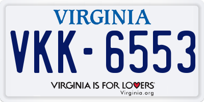 VA license plate VKK6553