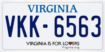 VA license plate VKK6563