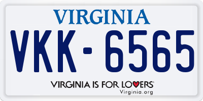 VA license plate VKK6565