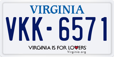 VA license plate VKK6571