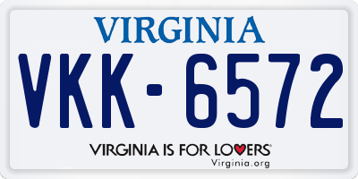 VA license plate VKK6572