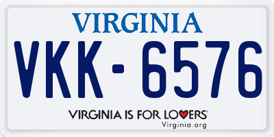 VA license plate VKK6576