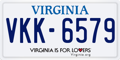 VA license plate VKK6579
