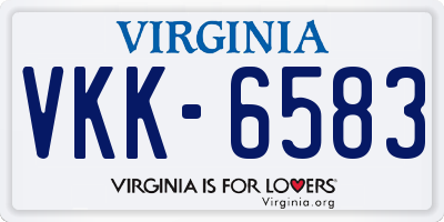 VA license plate VKK6583
