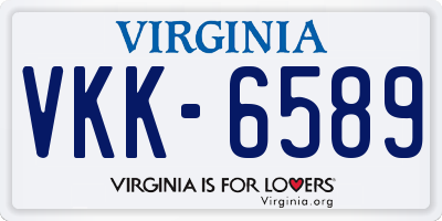VA license plate VKK6589