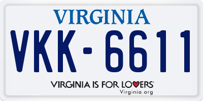VA license plate VKK6611