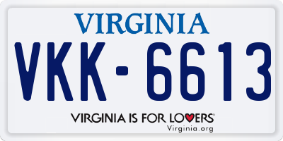 VA license plate VKK6613