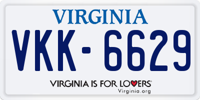 VA license plate VKK6629