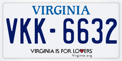 VA license plate VKK6632
