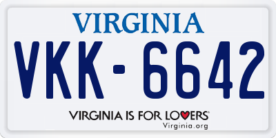 VA license plate VKK6642
