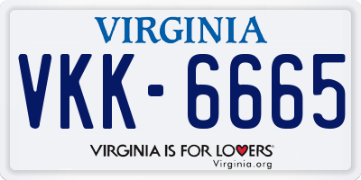 VA license plate VKK6665