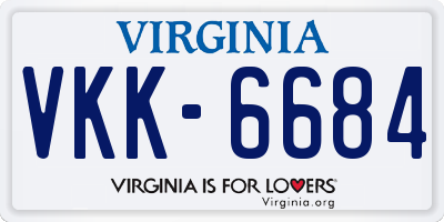 VA license plate VKK6684