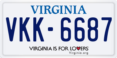 VA license plate VKK6687