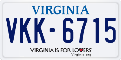 VA license plate VKK6715