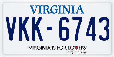 VA license plate VKK6743
