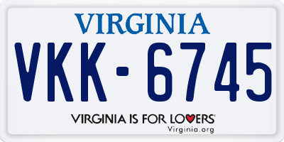 VA license plate VKK6745