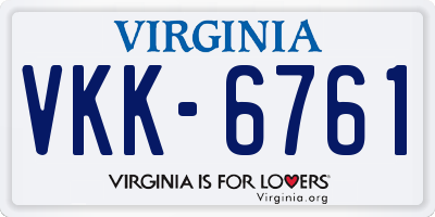 VA license plate VKK6761
