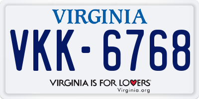 VA license plate VKK6768