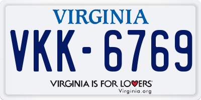 VA license plate VKK6769